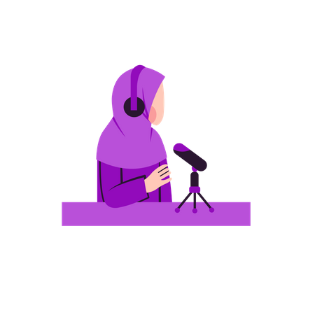 Muslimische Frau spricht im Podcast  Illustration