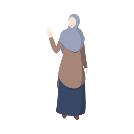 Muslimische Frau sagt Hallo  Illustration