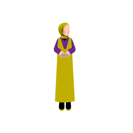 Muslimische Frau steht in pose  Illustration