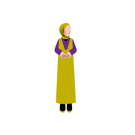 Muslimische Frau steht in pose  Illustration