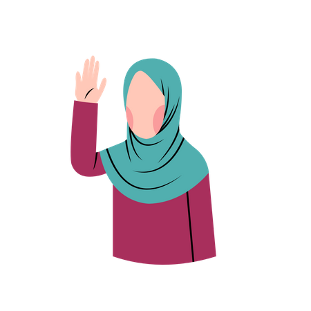 Muslimische Frau winkt mit der Hand  Illustration