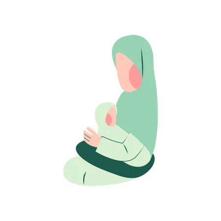 Stillende muslimische Mutter  Illustration