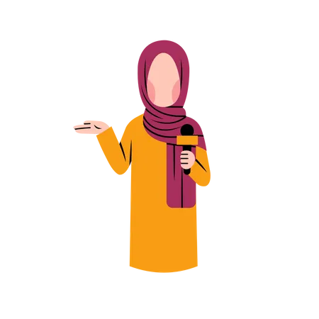 Muslimische Reporterin mit Mikrofon  Illustration