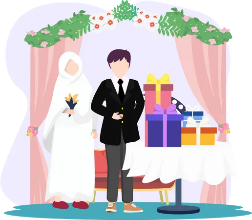 Muslimischer Hochzeitsempfang  Illustration