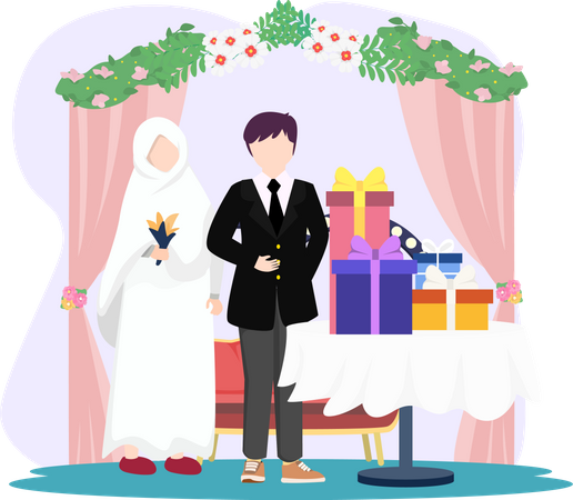 Muslimischer Hochzeitsempfang  Illustration