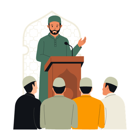 Muslimischer Imam hält religiösen Vortrag  Illustration