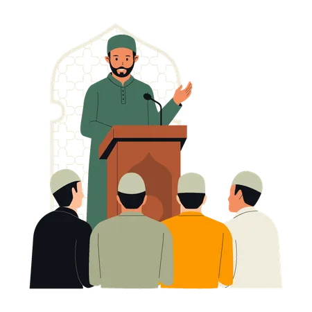 Muslimischer Imam hält religiösen Vortrag  Illustration