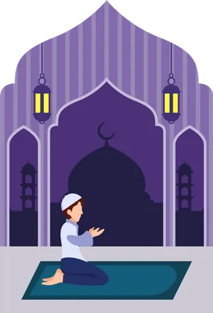 Muslimischer Junge beim Namaz-Gebet  Illustration