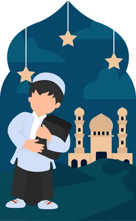 Muslimischer Junge mit heiligem Buch  Illustration