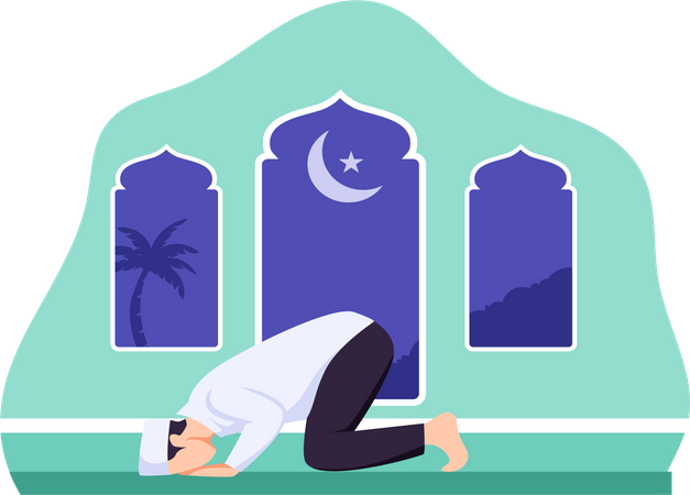 Muslimischer Junge in Namaz-Pose  Illustration