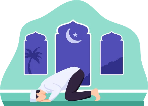 Muslimischer Junge in Namaz-Pose  Illustration