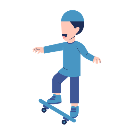 Moslem, junge, spielender, skateboard  Illustration