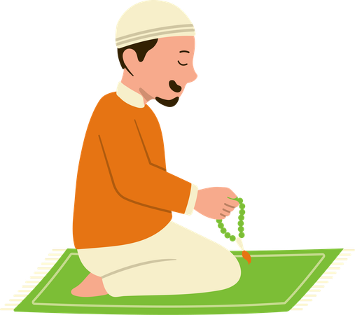 Muslimischer Mann beim Gebetsperlenspiel  Illustration