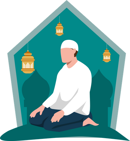 Muslimischer Mann betet  Illustration