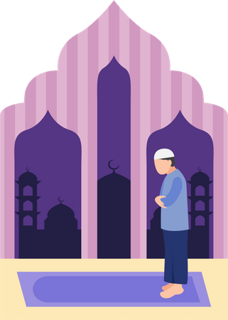 Muslimischer Mann beim Namaz-Gebet  Illustration