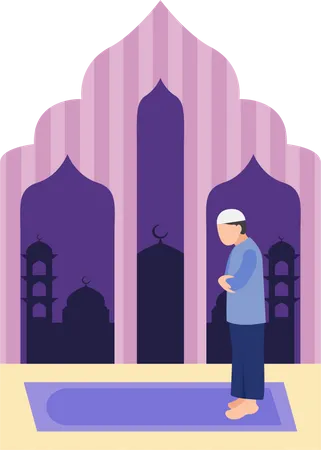 Muslimischer Mann beim Namaz-Gebet  Illustration