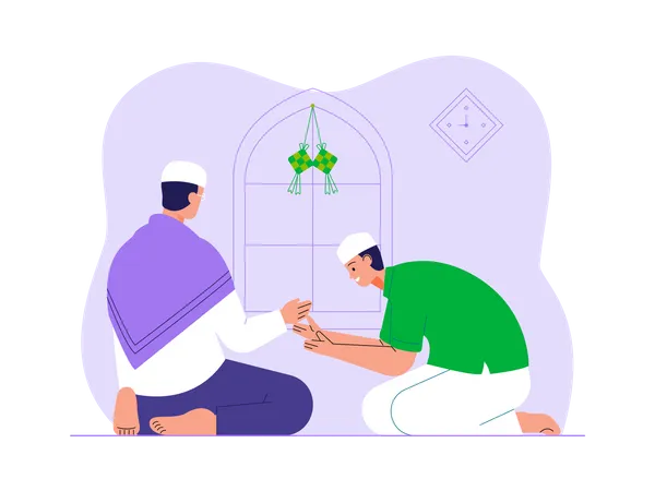 Muslimischer Mann betet Namaz  Illustration