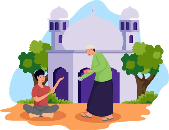 Muslimischer Mann gibt Zakat  Illustration