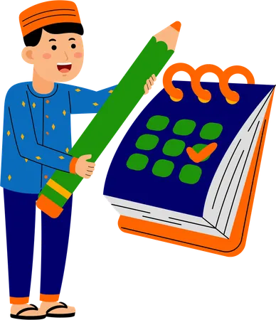 Muslimischer Mann markiert Ramadan-Kalender  Illustration