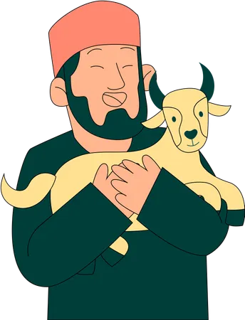 Muslimischer Mann trägt Ziege  Illustration