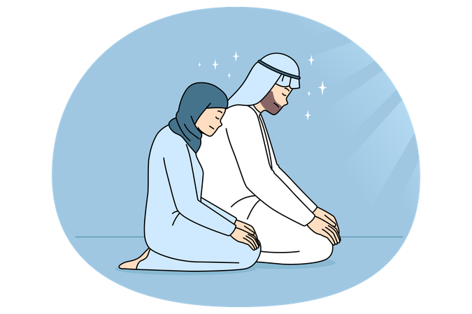Muslimischer Mann und Frau beten  Illustration