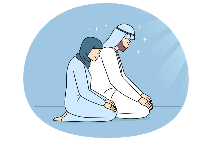 Muslimischer Mann und Frau beten  Illustration