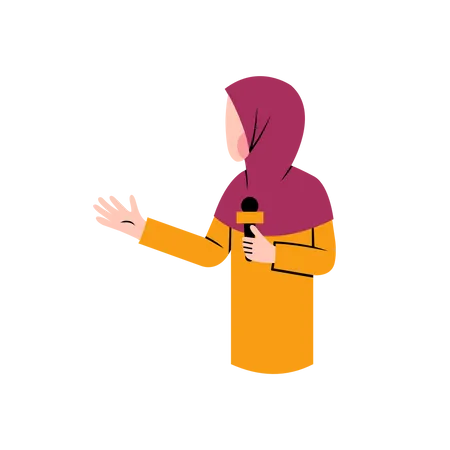 Muslimischer Nachrichtenreporter mit Mikrofon  Illustration