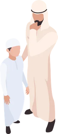 Muslimischer Vater und Sohn  Illustration