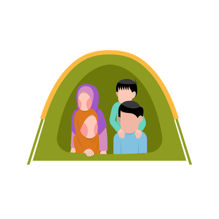 Muslimisches Familiencamping  Illustration