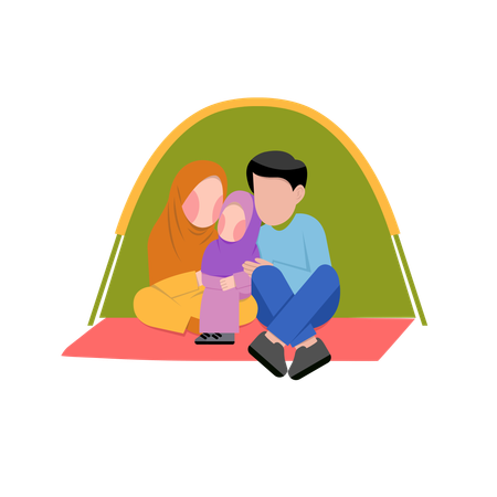 Muslimisches Familiencamping  Illustration