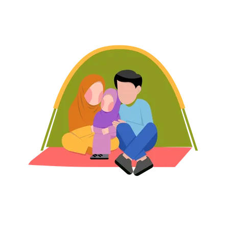 Muslimisches Familiencamping  Illustration