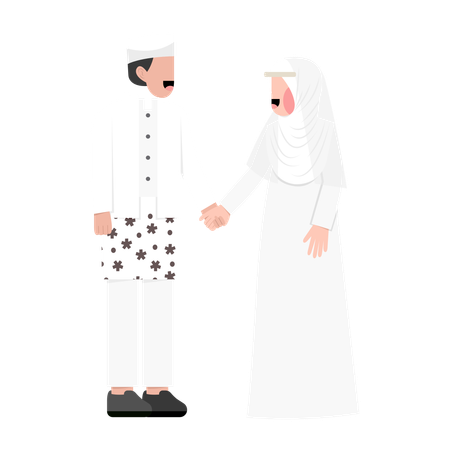 Muslimisches Hochzeitspaar steht zusammen  Illustration