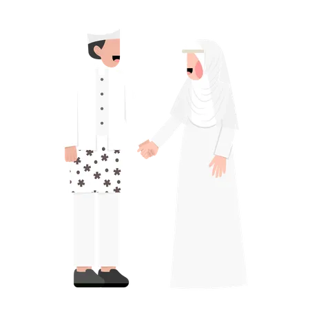 Muslimisches Hochzeitspaar steht zusammen  Illustration