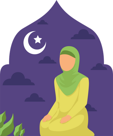 Muslimisches Mädchen betet  Illustration