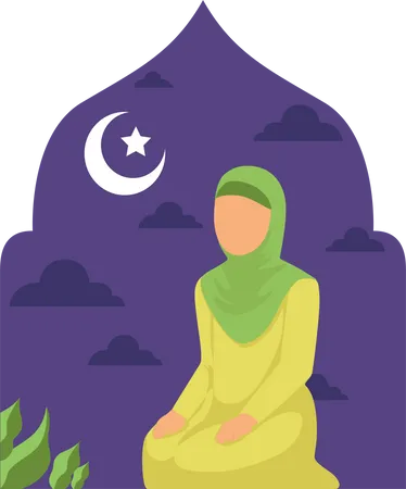 Muslimisches Mädchen betet  Illustration