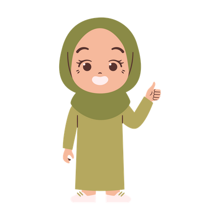 Muslimisches Mädchen Daumen hoch Finger  Illustration