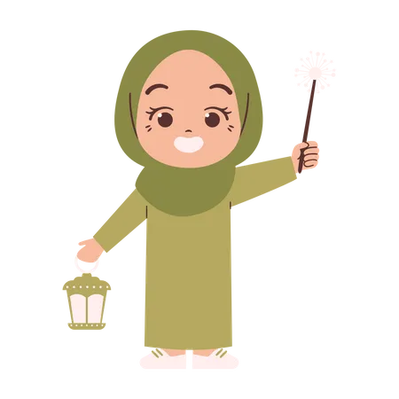 Muslimisches Mädchen feiern  Illustration