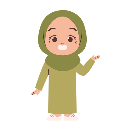 Muslimisches Mädchen empfindet Freude  Illustration