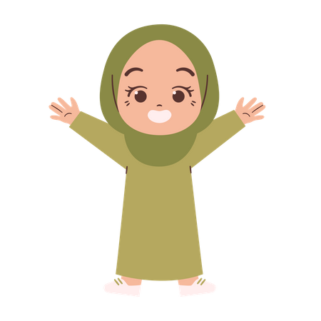 Muslimisches Mädchen fühlt sich fröhlich  Illustration