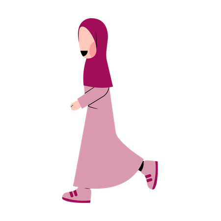 Muslimisches Mädchen zu Fuß  Illustration