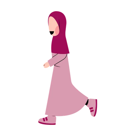 Muslimisches Mädchen zu Fuß  Illustration