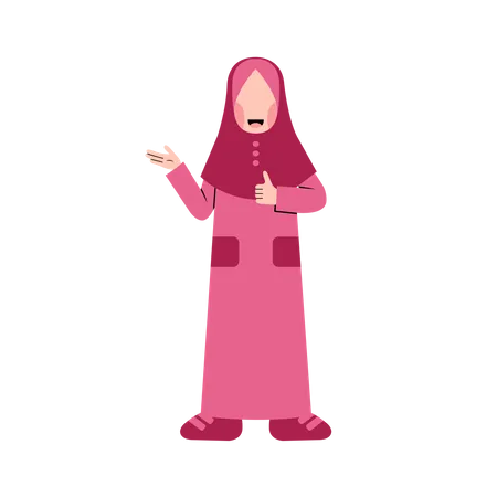 Muslimisches Mädchen gibt Daumen hoch  Illustration