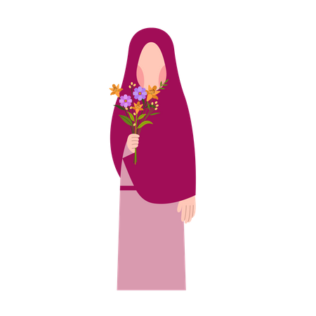 Muslimisches Mädchen mit Blume  Illustration