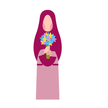 Muslimisches Mädchen mit Blume  Illustration