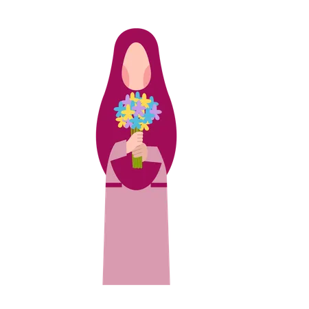 Muslimisches Mädchen mit Blume  Illustration