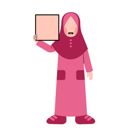 Muslimisches Mädchen hält Brett  Illustration