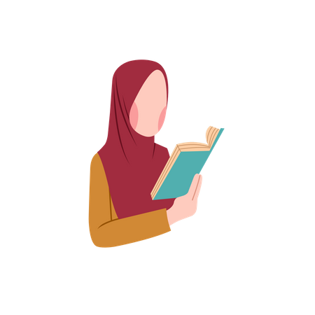 Muslimisches Mädchen liest Buch  Illustration