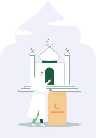 Muslimisches Mädchen beim Ramadan Sadaka  Illustration