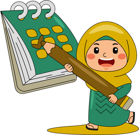 Muslimisches Mädchen markiert Ramadan-Kalender  Illustration