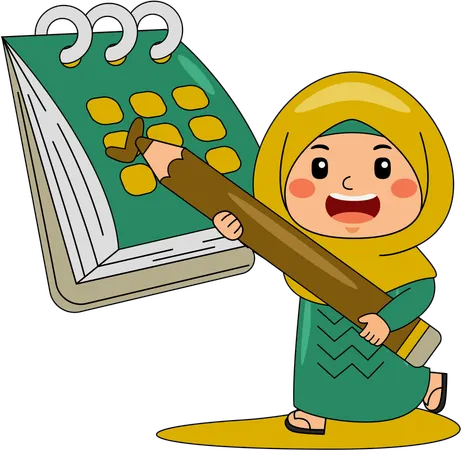 Muslimisches Mädchen markiert Ramadan-Kalender  Illustration